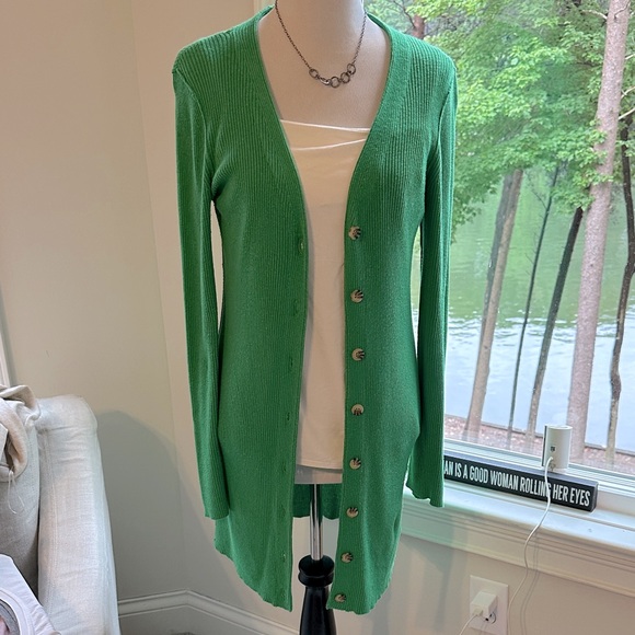 Free People Long Ribbed Duster Cardigan, Medium, EUC - Picture 1 of 7